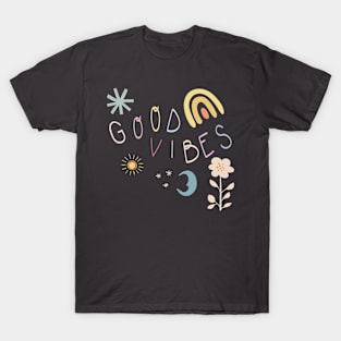 Good Vibes Retro Fun Quote Design T-Shirt